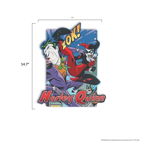 DC Comics Harley Quinn and Joker Metal Sign - Vintage Harley Quinn Wall Decor for Man Cave, Teen Room or Movie Room