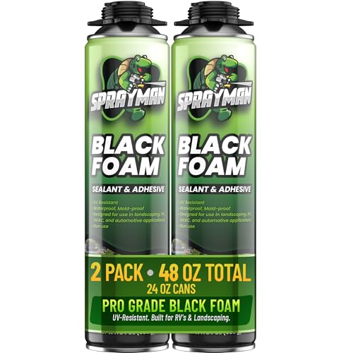 Sprayman Black Foam Sealant - (2x24 Oz) Expanding Polyurethane Pond & Landscape Foam, UV Resistant...