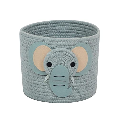 Image of T&T Homewares Small Cotton Rope Baskets with Safari Theme Design for Baby Diaper Organizer, Nursery Storage, Nursery Room Decor, Kids Room Organizer, Cat Dog Toy Storage (Small Elephant)