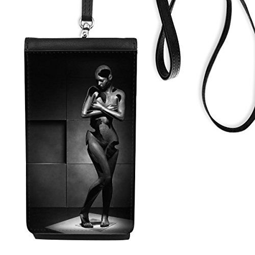 Sac suspendu téléphone noir en cuir pour éviter les chutes et la perte