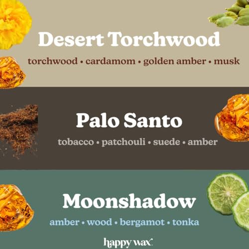 Happy Wax Wanderlust Collection Scented Natural Soy Wax Melts – 6 Total Oz. of Scented Wax Melts, Collection Includes Palo Santo, Desert Torchwood, and Moonshadow - Image 3