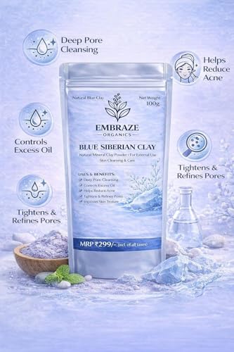 Image of Natural Blue Siberian Clay Powder for Face Pack | Deep Cleansing, Oil Control & Acne Care | Helps Tighten Pores & Improve Skin Texture (100g)