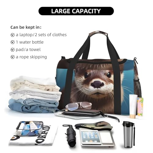 Travel Duffel Bag Lightweight Waterproof Carry On Tote Bag Foldable Weekender Overnight Bags Cute Otter Sport Gym Bag For Women Men4