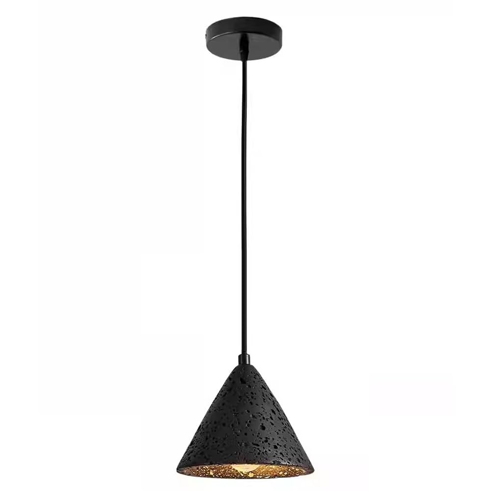 Lampada a sospensione a cono nero, lampada a moderna regolabile for isola cucina, apparecchio di illuminazione a soffitto sospeso in pietra nera naturale industriale