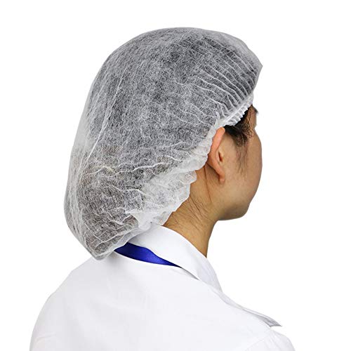 Tvoip 100Pcs 19" Disposable Cap Hair Net Cap Hair Hat Anti Dust Net Bouffant Cap Non-Woven Head Cover Hat Elastic Cleaning Hair Protect Hat Cap (White) #TOP4