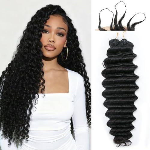 WMLWSY Feather Crochet Hair Extensions Pre Looped Crochet Human Hair