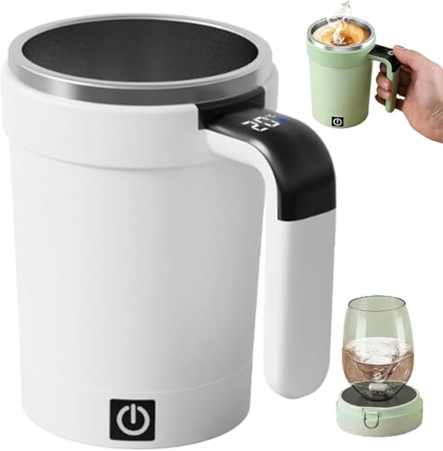 2026 Smart Self-Stirring Mug with Temperature Display, USB-C Rechargeable Auto Mixing Mug for Coffee, Protein Shakes, Tea, Portable & Magnetic Stirring Cup with Lid, Stainless Steel for Office Travel by Pureadee - Used condition - US$5.67
