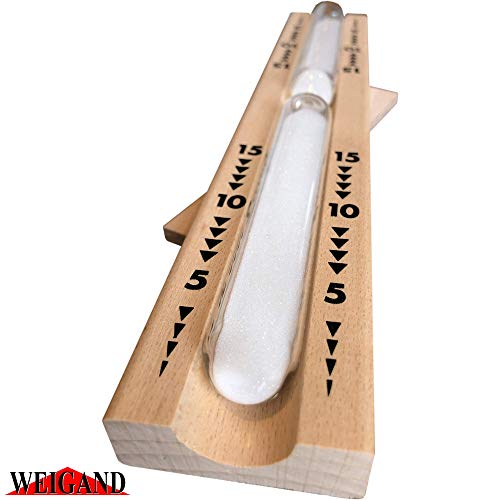 WEIGAND® Sanduhr BUCHE MIT Reflex Spezial Sand I Inkl. Schrauben I Quality Time I Laufzeit 15 Minuten I gut ablesbar I 360° Drehgestell I Saunazubehör I Sauna I Zubehör (Reflex-Weiß) - Image 5