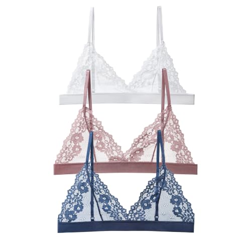 Image of Womens Bra No Underwire Lace Unlined Demi Triangle Bralettes