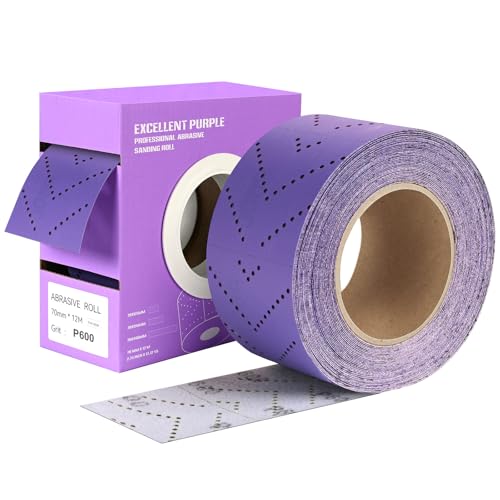 Image of 600 Grit Hook and Loop Sandpaper Roll, 2-3 /4 inch x 13 Yard Wet Dry Sanding | Polyester Film Backing Sand Paper Sheets, Water and Oil Resistant Anti-Clogging, Ceramic Abrasive for Automotive Metal Wood