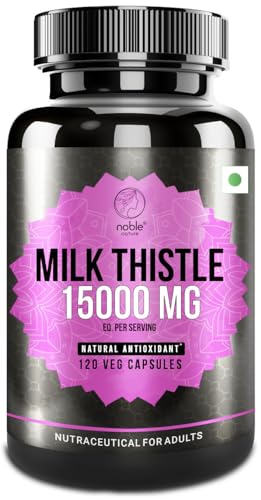 Noble Nature Milk Thistle 15000MG Silymarin Marianum Liver Cleanse Detox & Repair Formula - Herbal Liver Support Supplement Antioxidant Support Detox 120 Capsules