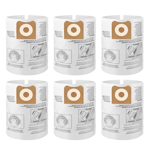 6 Packs A Fable 16 and 20 Gallon Wet/Dry Vacuum Collection Bags replace for Craftsmanshop vec and riged CMXZVBE38749 Universal Vacuum Filter Bags