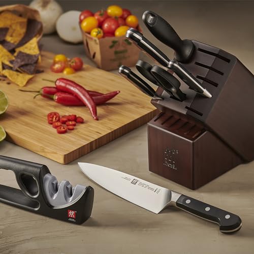 Image of ZWILLING Pro 7-Piece Razor-Sharp German Knife Block Set with Bonus Sharpener, Made in Company-Owned German Factory with Special Formula Steel perfected for almost 300 Years, Dishwasher Safe