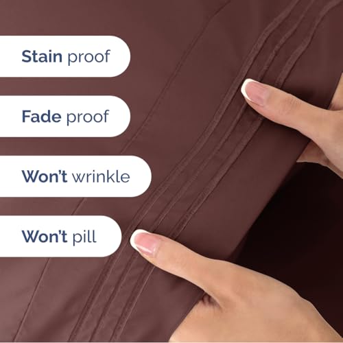 Image of Queen Size 4 Piece Sheet Set - Ultra Soft & Cooling Sheets - Dark Russet | Fits 8 Inch to 16 inch Mattress, Wrinkle Free & Fade Resistant with Deep Pockets, Breathable, Comfy Hotel Luxury Bedding