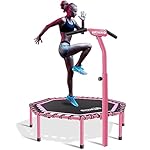 Newan 48" Fitness Trampoline with Adjustable Handle Bar, Silent Trampoline Bungee Rebounder Jumping Cardio Trainer Workout for Adults - Max Limit 330 lbs