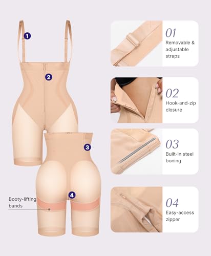 Image of SHAPELLX Fajas Colombianas Shapewear for Women Tummy Control Postpartum Faja Body Shaper Butt Lifting Shorts Bodysuit