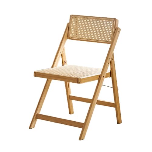 Chaise pliable en rotin compacte et portable en bois massif chaleureux - 2