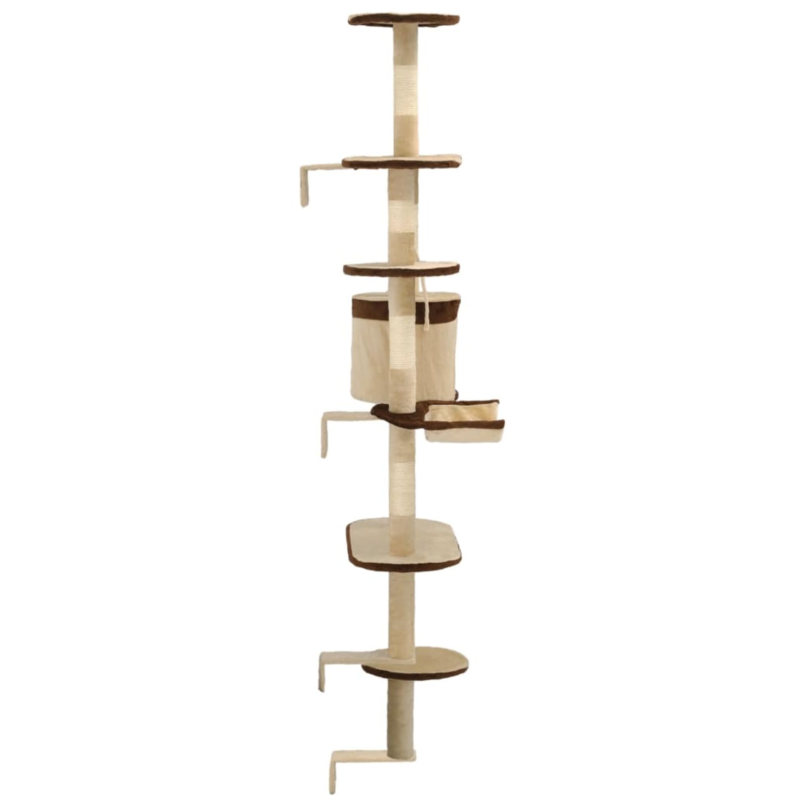 ZEYUAN Albero Gatti Tiragraffi in Sisal a Muro 194 cm Beige e Marrone,Articoli per animali,Animali domestici - Articoli,Articoli per gatti,Tiragraffi(SPU:170589)