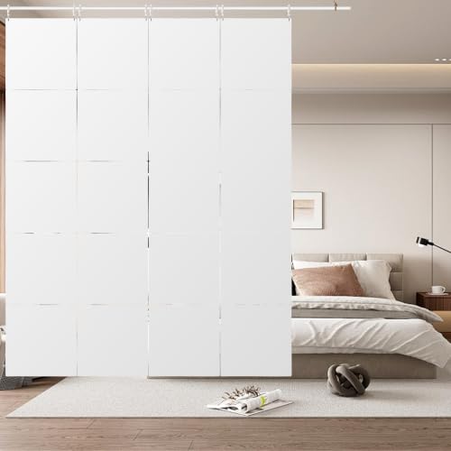 Mossfelting 12Pcs Hanging Room Divider Made of High Density Polyester Fiber Panels for Decorating Bedroom Living Dining Room Kitchen Office Restaurant Home Hotel DecorPlain - White