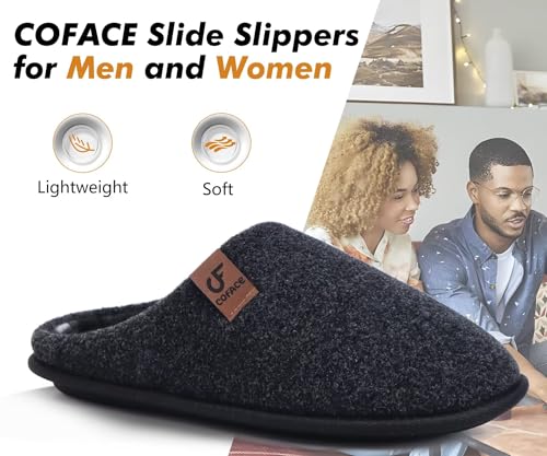 Image of COFACE Mens Cozy Memory Foam Scuff Slippers Casual Slip On Warm House Shoes Indoor /Outdoor Felt Sandal Slipper size 7-15