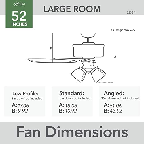 Image of Hunter Builder Plus, Indoor, Ceiling Fan, Pull Chain, 52 inch, Matte Black