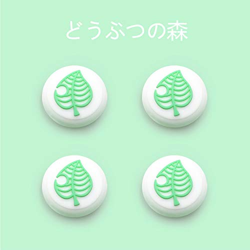 BRHE Thumb Grip Caps Animal Leaves for Nintendo Switch/Switch Lite Crossing Controller Joystick Silicone Rubber Cover Analog Stick 4 Pack (Green Blue)