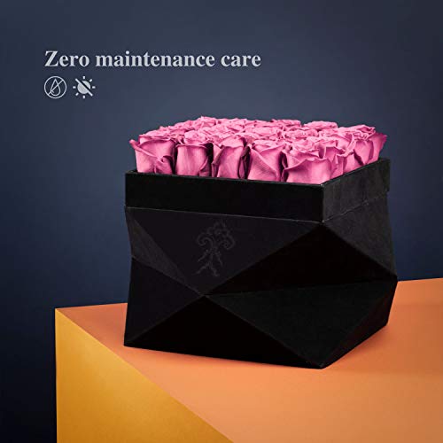 Premium Roses| Real Roses That Last a Year | Fresh Flowers| Roses in a Box (Black Box, Large)
