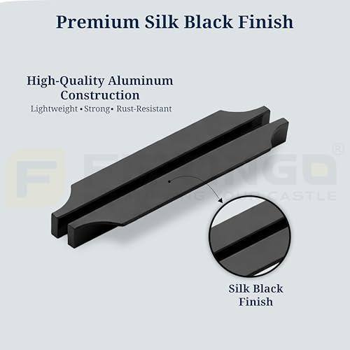 Image of Goldcrest 20cm Handle for Wardrobe & Cabinet /Cupboard Handle /Wardrobe Handle /160mm Hole to Hole (Silk Black) Pack of 1 - Left Side Handle-| 3 Years Warranty |