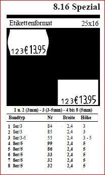 Prezzatrici 8,16 Premio speciale linee di contatto: 1 8 cifre - prezzo etichettatrici per etichette 25x16mm