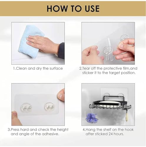 Image of Strong Self Adhesive Wall Mounted Bath Soap Holder with 4 Hooks for Bathroom Kitchen Wash Basin, 304 Stainless Steel, Waterproof, RustProof, Quick Drying (3, Black)