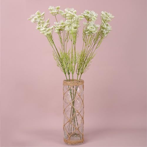 Renda Artificial da Rainha Anne, Com Haste Flores Secas Prensadas Reais para Decoração de Festa de J