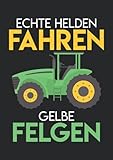  Notizbuch A5 liniert mit Softcover Design: Landwirt Trekker Traktor Geschenk gelbe Felgen Bauernhof: 120 linierte DIN A5 Seiten