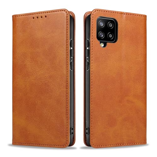 LBH Handyhülle Smartphone-Hülle für Samsung Galaxy A42 5G Klapphülle Magnetverschluss Kartenfächer Geldfach Standfunktion Hülle Etui R&umschutz Schutzhülle Hellbraun
