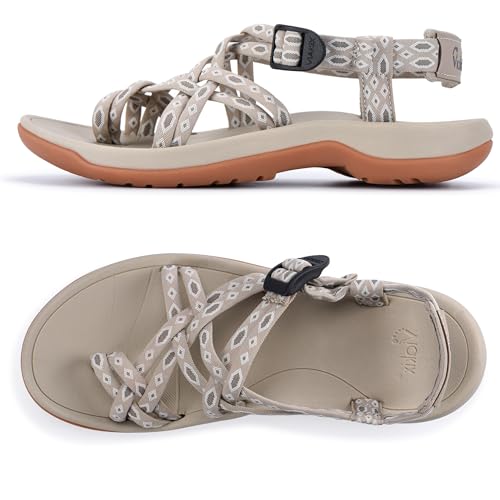 Image of Viakix Womens Walking Sandals: Cute Stylish Comfy Athletic Sport Outdoor Hiking Sandal for Trekking Water Wide Width Beach