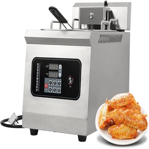 Aioneer Freidora Eléctrica De Acero Inoxidable De 3500 W, Freidora Francesa Comercial De Encimera con Cesta De Control De Temperatura para Cocina, Hogar, Restaurante, Olla Indivi