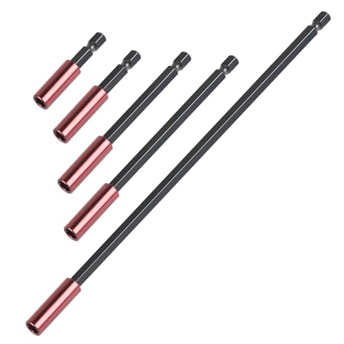 EFUTURETIME 5 Pcs Tige d'Extension Magnétique 50/60/100/150/300mm, 1/4 Hexagonale Barre de Dégagement, Porte-Rallonge pour Foret Extension de Vissage, Schlagschrauber, Akkuschrauber
