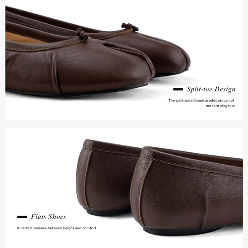 Image of VBDB Tabi Ballet Flats for Women Dressy Casual Shoes Split Toe Wide Flats Light Weight Japanese Shoes