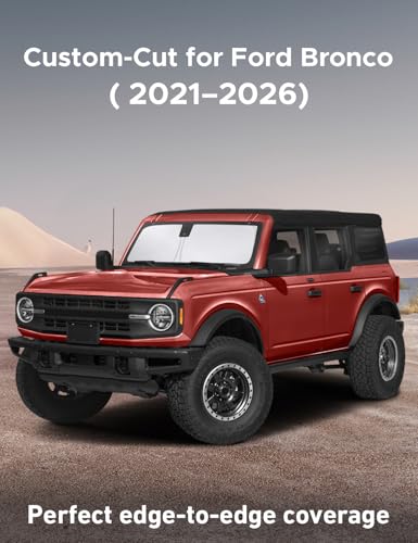 Image of EcoNour Windshield Sunshade Compatible for Ford Bronco (Not for Bronco Sport) 2021-2024 2025 2026, Sun Visor for Front Windshield & Window Sun Shade Cover, UV Heat Protector, Car Accessories