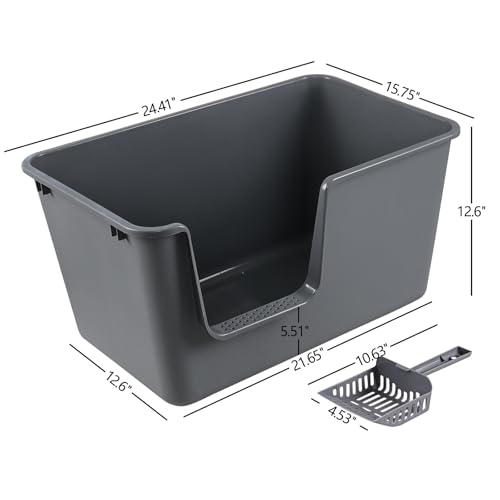 Caja de arena grande con lados altos para gatos x4 miniatura 2