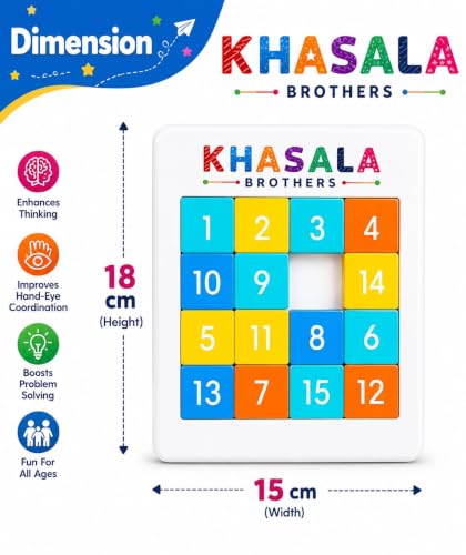 Image of Khasala Brothers Magnetic Number Puzzle 1 to 15 for Kids, Educational Brain Game Learning Toy Board for Boys & Girls Age 3+ (Number Brain Puzzle Set)