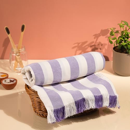 Image of Comforic 100% Bamboo Towels for Bath Large Size | Bamboo Bath Towel for Men & Women | Ultra Soft, Absorbent, Lightweight, Quick Dry Towel for Bath, Beach, Travel, Gym | 75x150 cm - Set of 1 Lavender