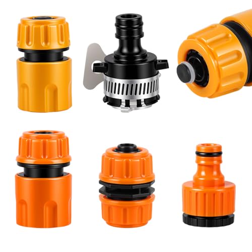 Image of ZIBUYU 5Pcs Water Hose Connectors Set, Universal 1 /2 inch&3 /4 inch Tap Adapter Set | Quick Connect Fittings, Plastic Faucet Connector Kit for Gardening Washing, Easy Installation, Leakproof Hose Accessories