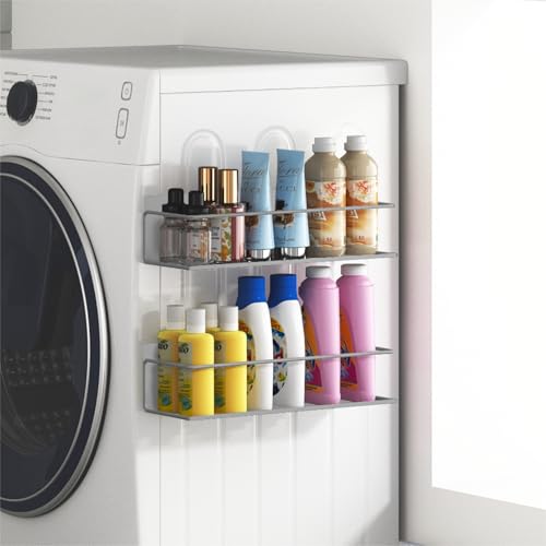 Image of Magnetic Spice Rack For Refrigerator, Space Saving Magnetic Shelf For Fridge Grey 4 Pack With Magnetic Paper Towel Holder