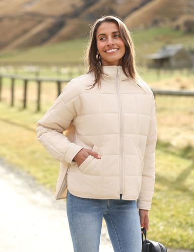 Bianstore Women's Oversized Splice Quilted Lightweight Puffer Jacket Casual Padded Coat2