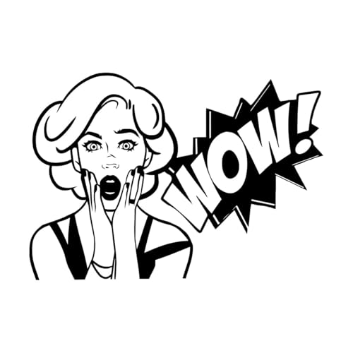 Calcomanías de letras Cara de chica de cómic Wow Word Girl 51x72.2cm No se cae Negro