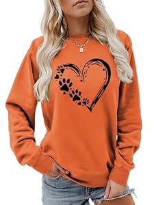 Lxitoler Chandail À Cœur De La Saint-Valentin pour Dames Sweat-Shirt De La Saint-Valentin Sweat sans Capuche Sweat sans Capuche Pull Y2K Sportswear Femme Sweat À Motif D'Empreinte De Pied De Chien