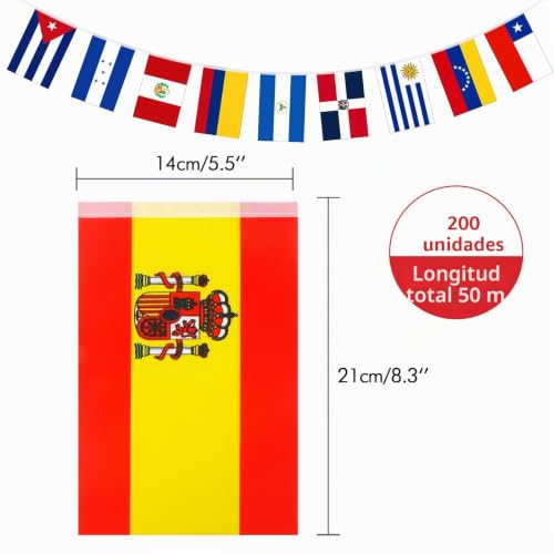 Miniatura 2 de G2plus 50m 200 Banderas De Países Diferentes, Pancartas Fiestas Eurovisión,Decoración De Concurso De Canto De Eurovisión,Guirnalda De Banderas Para Bar,Decoración De Fiesta