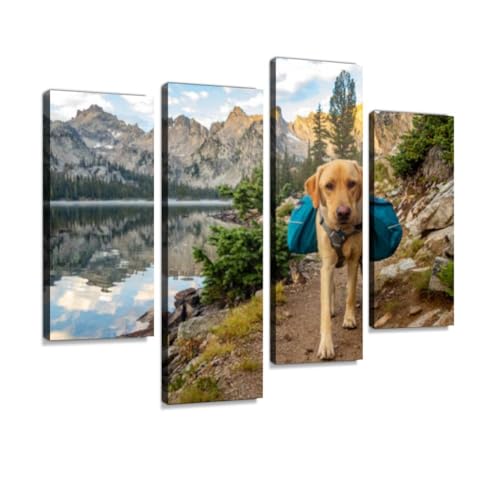 4 Panels Canvas Wall Art Backpacking Sawtooth Mountains