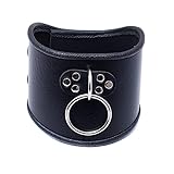 Generic Edgy Leather Collar Neck Choker with O Rings - Fashionable Necklace for Any Occasion, black