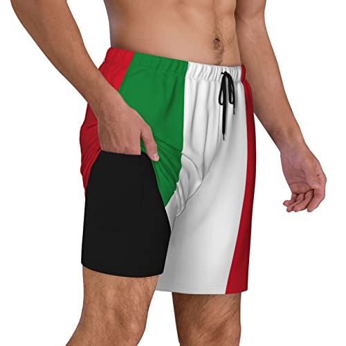 Italian Flag Men's Swim Shorts Beach Trunks with Compression Lined and Pockets2